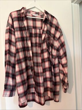 L Love Pink & Black Plaid Button Shirt